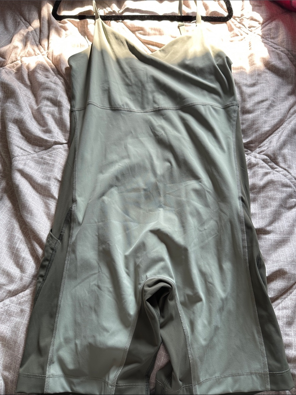 Olive Green Athletic Shorts Romper